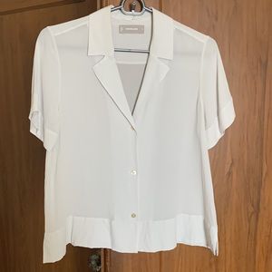 Everlane 100% silk light grey button up